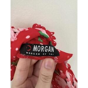 Morgan de Toi Red and White Polka Dot Floral Mini Dress